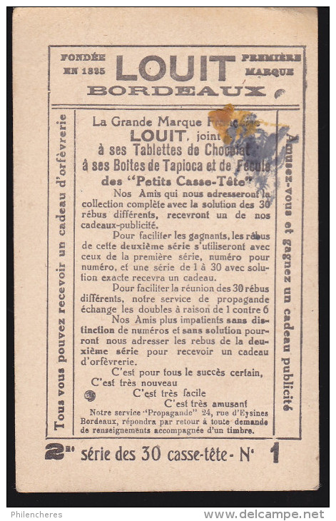 Chromo Publicités - Chocolat Louit - Série 2 Des 30 Casse-tete - Voir Les 14 N° Présents Dans Ce Lot Dans La Description - Louit