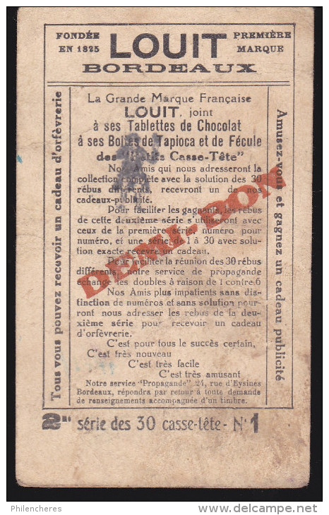 Chromo Publicités - Chocolat Louit - Série 2 Des 30 Casse-tete - Voir Les 5 N° Présents Dans Ce Lot Dans La Description - Louit