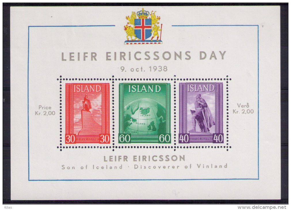 ICELAND 1938   ‘LEIFR EIRICSSONS DAY’ - Blocks & Sheetlets