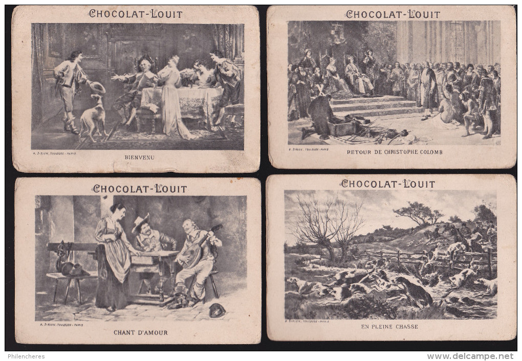 Chromo publicités - Chocolat Louit - Lot de 34 images toutes différentes - verso identiques
