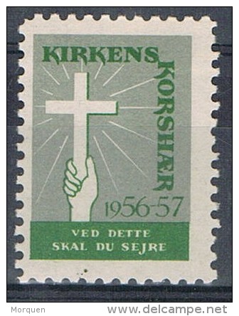 Sello Kirkens Korshaer 1956. Coro De La Iglesia, Label ** - Plaatfouten En Curiosa