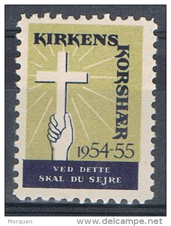 Sello Kirkens Korshaer 1954. Coro De La Iglesia, Label ** - Plaatfouten En Curiosa