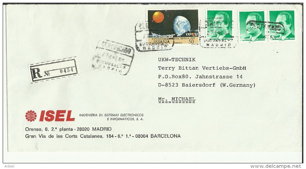 MADRID CC CERTIFICADA SELLOS EXPO 92 SEVILLA - 1992 – Séville (Espagne)