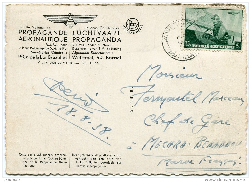 BELGIQUE CARTE MAXIMUM LEOPOLD III AVIATEUR EMISE PAR LE COMITE NATIONAL DE PROPAGANDE AERONAUTIQUE - 1934-1951