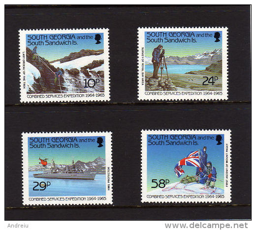 1989 South Georgia (Falkland Islands Dep.) - Expedition 4v., Ship, Flag, Mountain, Science, Michel 180/183  MNH - Explorateurs