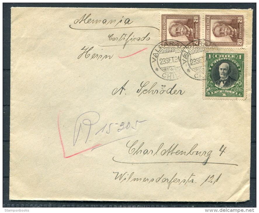 1931 Chile Valparaiso Certificado Brief - Charlottenburg Berlin Germany - Chile