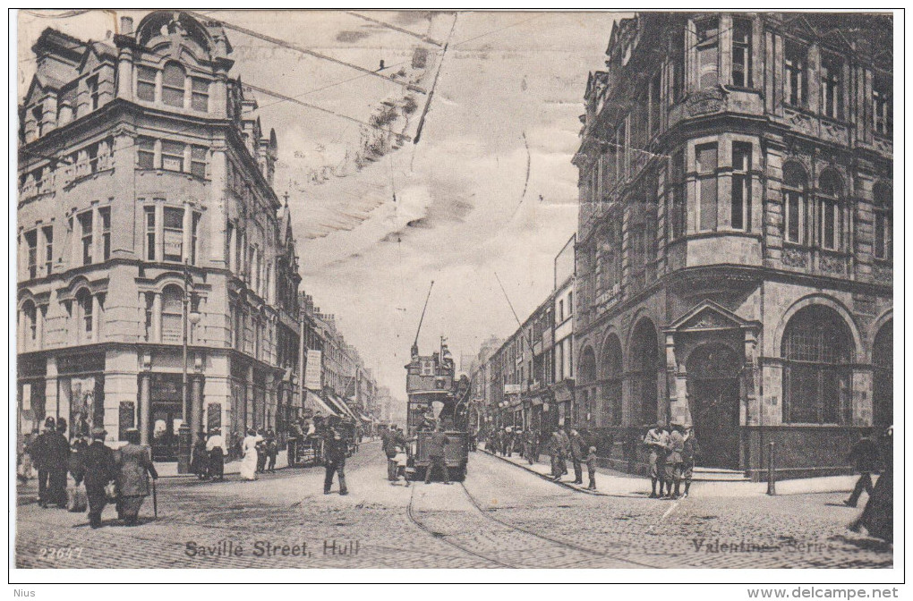 United Kingdom, England, Yorkshire, Hull, Saville Street 1910, Sent To Russia Latvia Riga, Tram Transport  Trolley - Hull