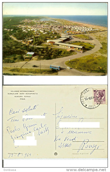 Rosolina (Rovigo): Villaggio Internazionale Bungalow - Dorf Rosapineta. Cartolina FG Viag. 1969 (timbro Postale) - Rovigo