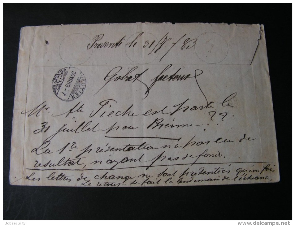 == CH  Charge Karte Einzugmandat Bienne  - Moutier 1883 - Lettres & Documents