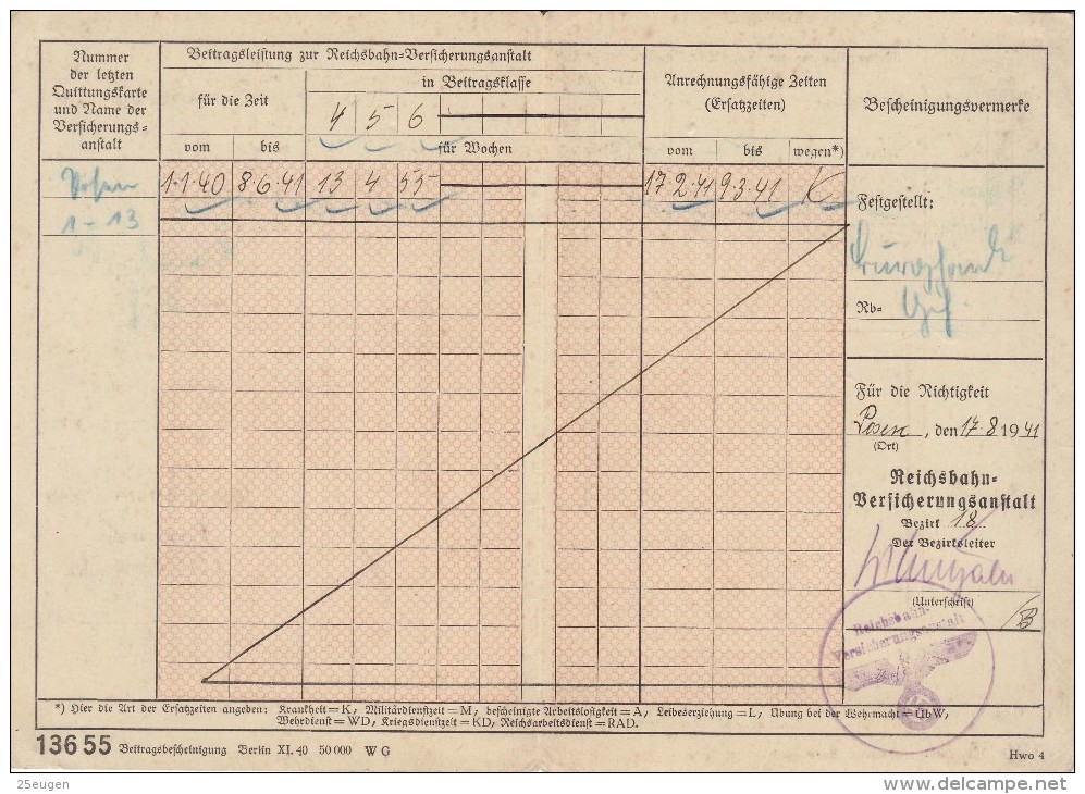 GREMAN OCCUPATION  1941  POSTCARD SENT FROM POZNAN - Altri & Non Classificati