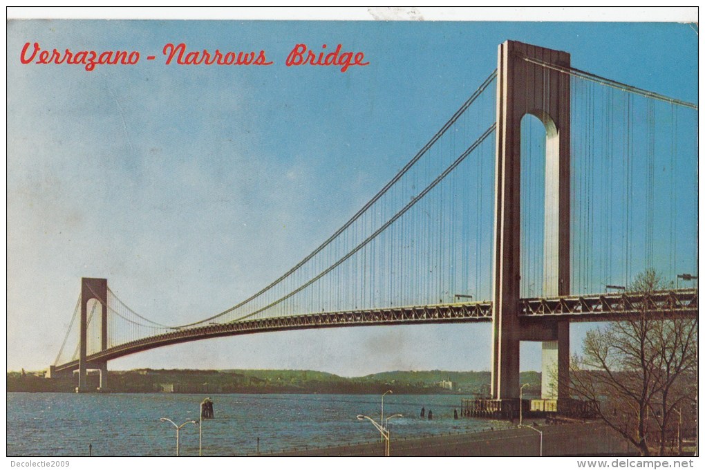 P4323  The Verrazano Narrows Bridge New York   USA  Front/back Image - Bruggen En Tunnels