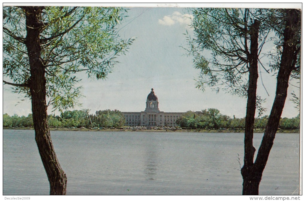 P4317 Saskatchewan Parliament Building Over Mascana Lak Canada  Front/back Image - Autres & Non Classés