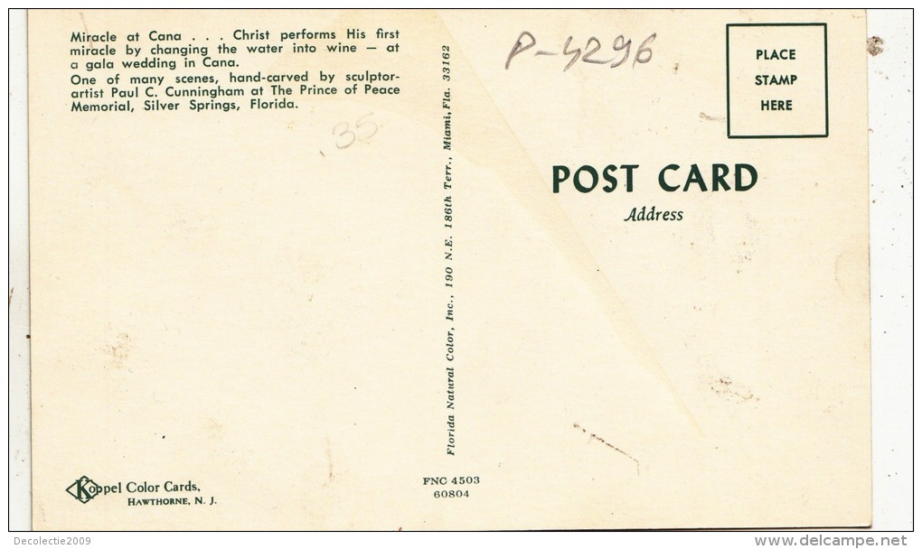 P4295 Miracle At Cana  Silver Springs Florida   USA Front/back Image - Silver Springs