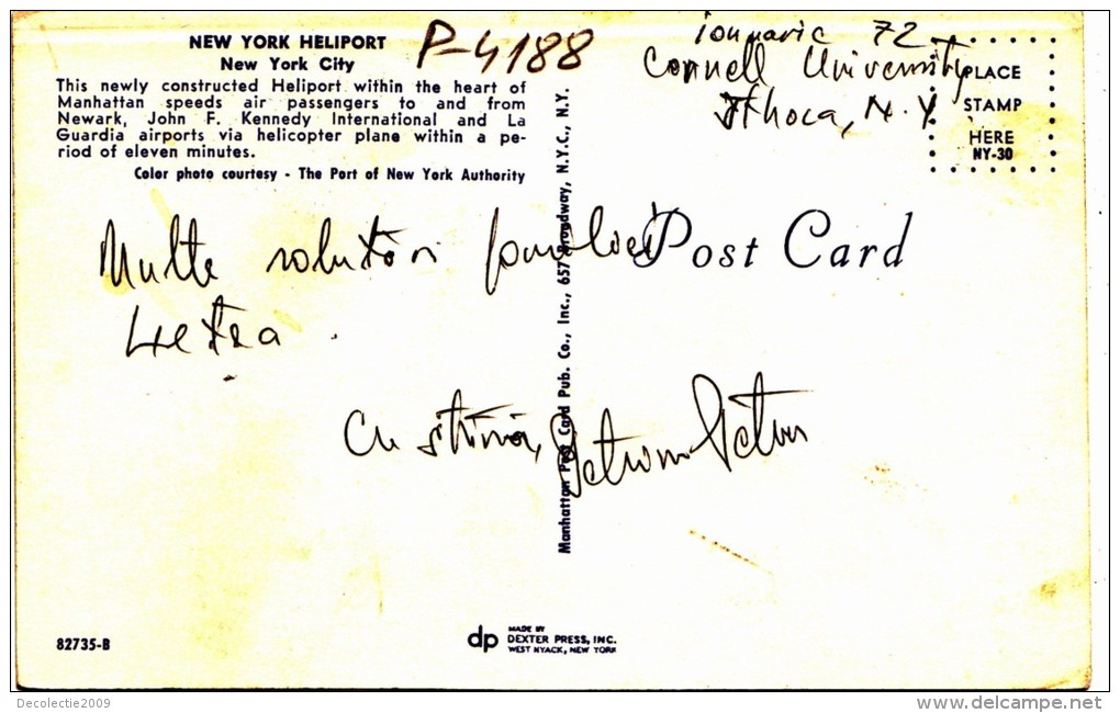 P4188 Heliport  New York City USA Front/back Image - Flughäfen