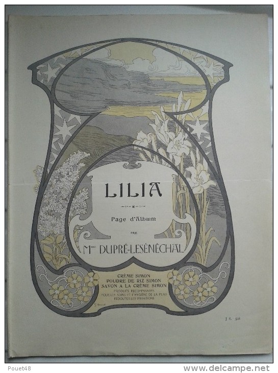 PUB - Offert Par La Crème SIMON,partition: LILA - Art Nouveau - Advertising