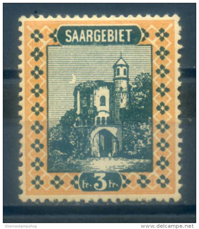 SAAR - 1922 DEFINITIVES 3F GREEN + ORANGE - Unused Stamps