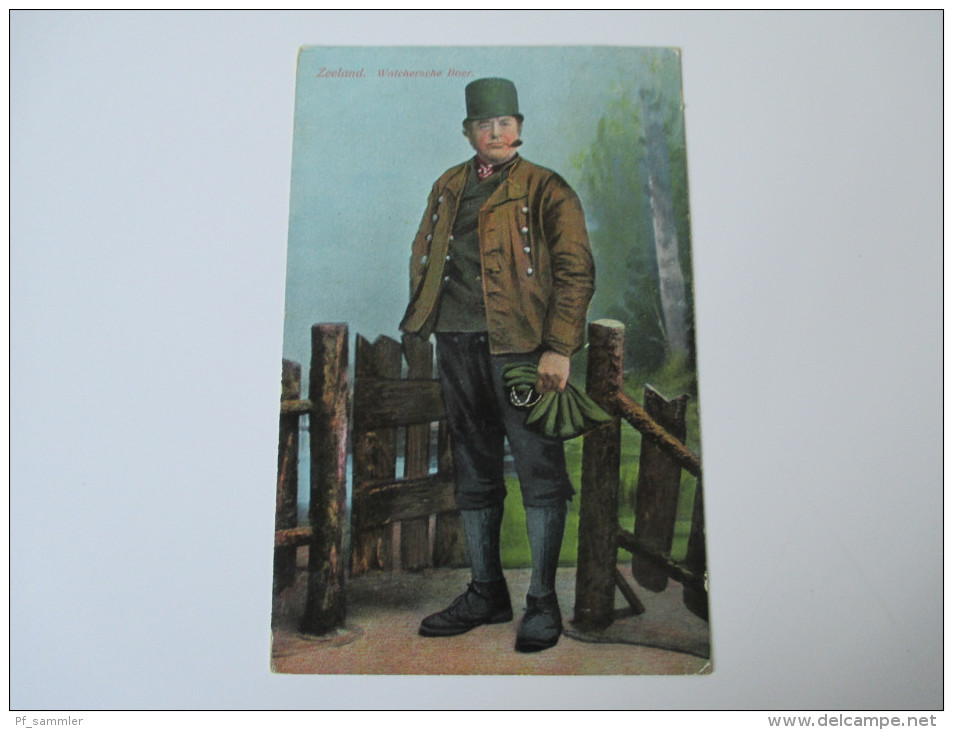 AK / Bildpostkarte 1915 Zeeland Walchersche Boer. Tracht. Stempel: Auslandstelle Freigegeben Trier. Nach Luxembourg - People