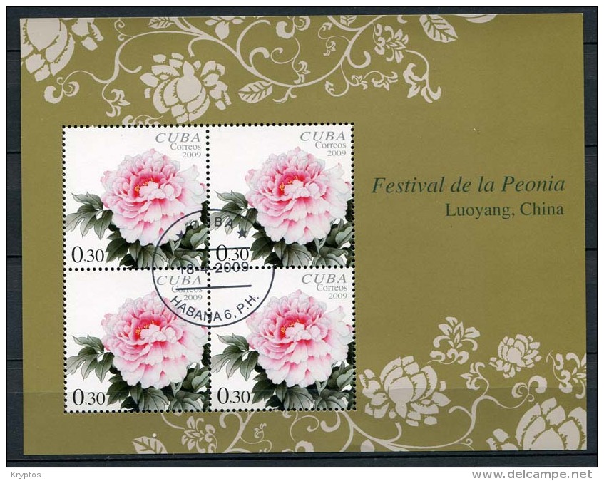 Cuba 2009. Festival Of Peonia. 1 Block (4 Stamps) - Hojas Y Bloques