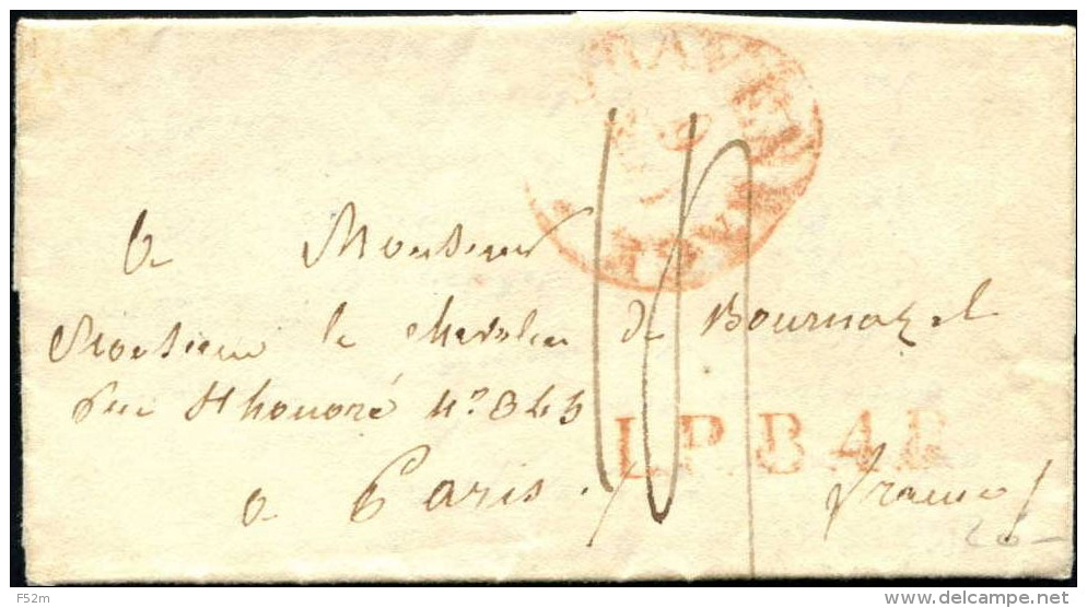 LAC, La Haye (Pays Bas) -&gt; Paris (1833) + "L.P.B.4.R" En Rouge + Taxe 12 - 1801-1848: Précurseurs XIX