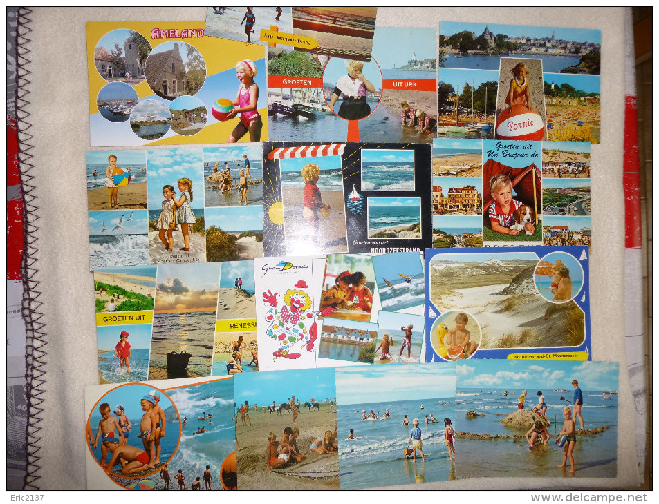 LOT DE 14 CARTES....ENFANTS A LA PLAGE.... - Collections, Lots & Séries