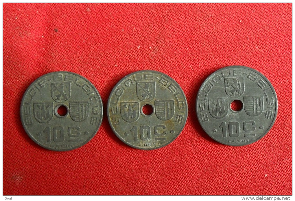 Lot De 3 Monnaies Belgique(Les Dates Se Suivent) 10 Ctmes De 1941/1942/1943 En TTB+ - 25 Centimos