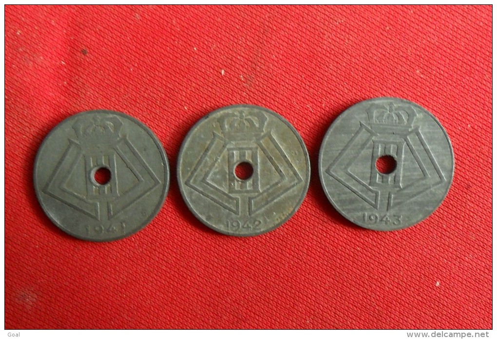 Lot De 3 Monnaies Belgique(Les Dates Se Suivent) 10 Ctmes De 1941/1942/1943 En TTB+ - 25 Centesimi