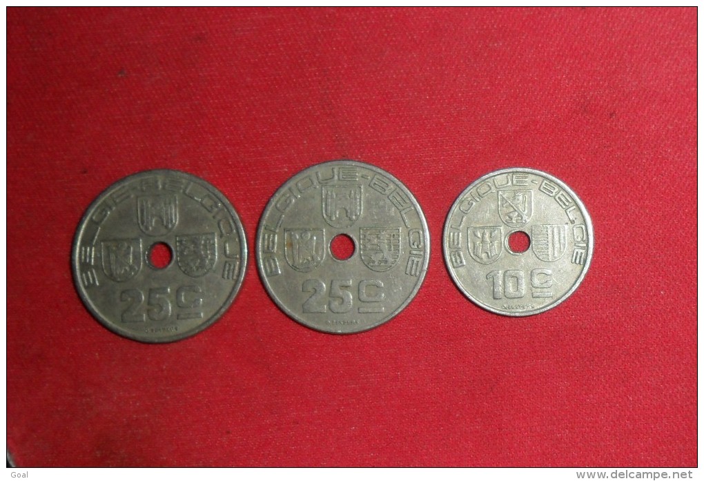 Lot De 3 Monnaie De Belgique/10 Ctmes Et 25 Ctmes 1938 TTB+ Et 1938(Belgie)TTB+ - 25 Cents