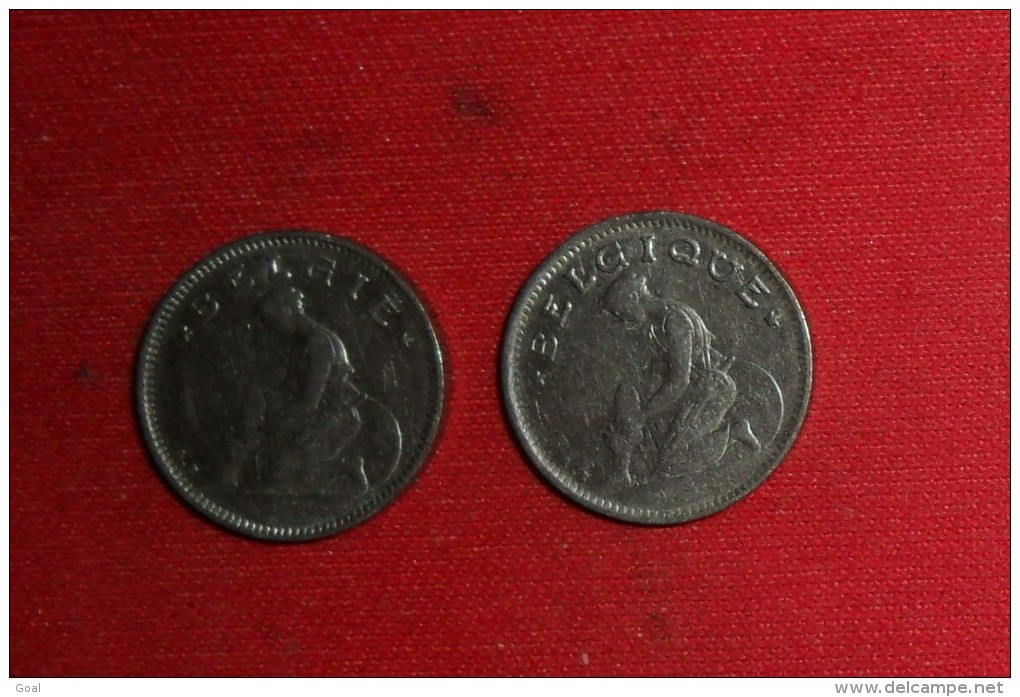 Lot De 2 Monnaie De Belgique/50 Ctmes 1928 "Bon Pour" Et "Goed Voor" En TTB+ - 25 Centimos