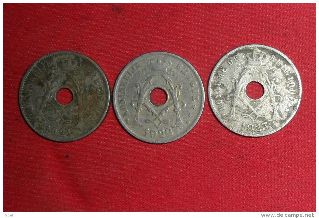Lot De 3 Monnaie De Belgique/ 25 Ctmes 1921/ 1922 / 1923 En TB - 25 Cent