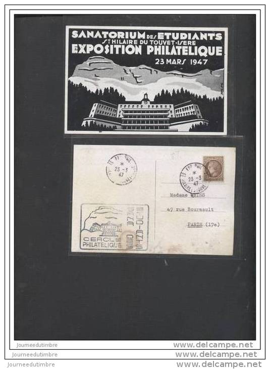 Carte  Exposition Philatelique Saint Hilaire Du Touvet 1947 - Cartas & Documentos