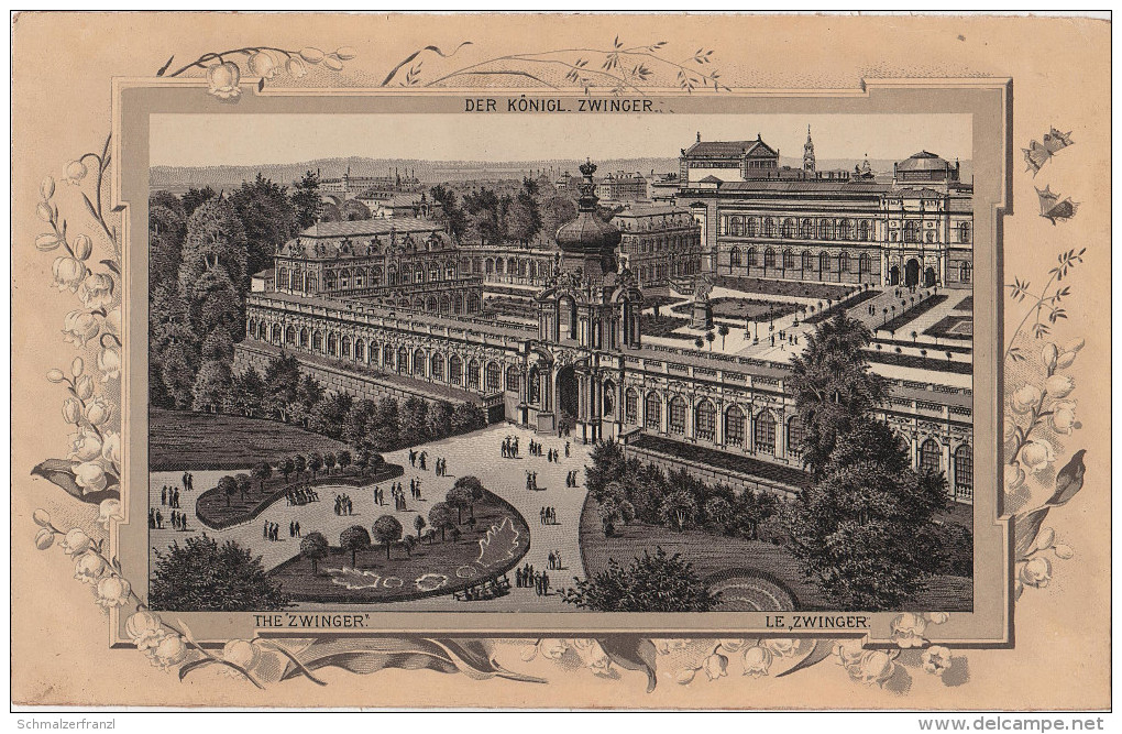 Stich Ansicht Dresden Königlicher Zwinger Ca. 21 X 13 Cm - Lithographien
