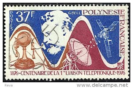 POLYNESIE FRANCAISE 100 YEARS OF TELEPHONE SATELLITE 37 FR STAMP ISSUED 1976 SG225 USED READ DESCRIPTION !! - Oblitérés