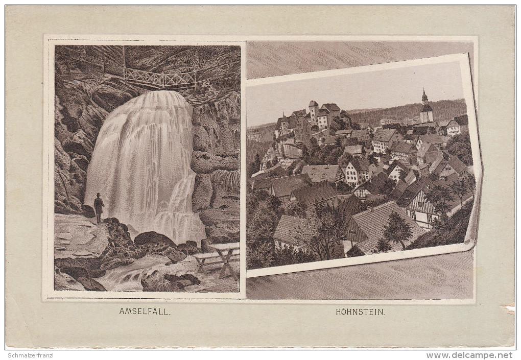 Stich Ansicht Amselfall Hohnstein Sächsische Schweiz Ca. 19 X 13 Cm Sächsische Schweiz - Lithographien