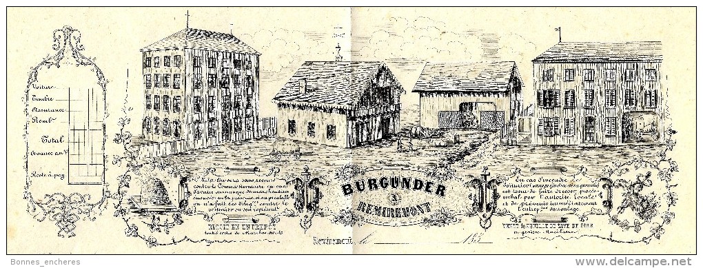 SUPERBE LETTRE DE VOITURE ROULAGE  A LA GARDE DE DIEU BURGUNDER REMIREMONT CIRCA 1860 V.DESCRIPT. SCANS+ HISTORIQUE - 1800 – 1899