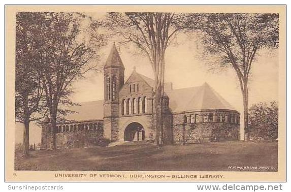 Vermont Burlington Billings Library University Of Vermont Albertype - Burlington
