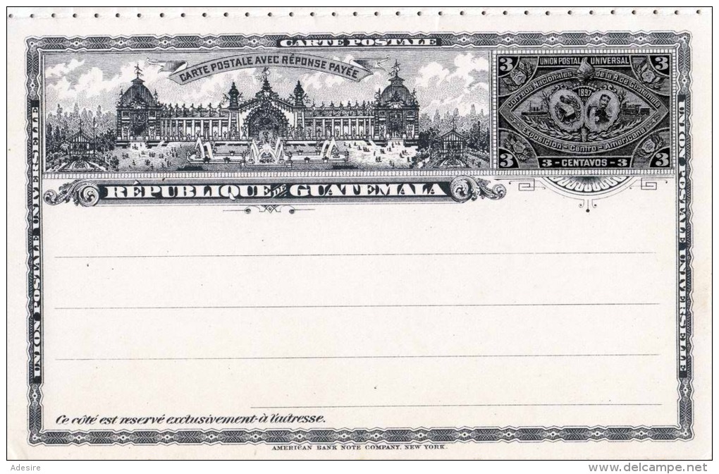 GUATEMALA 1897 - Doppelkarte Mit Je 3 Centavos Ganzsache Nicht Gelaufen - Guatemala