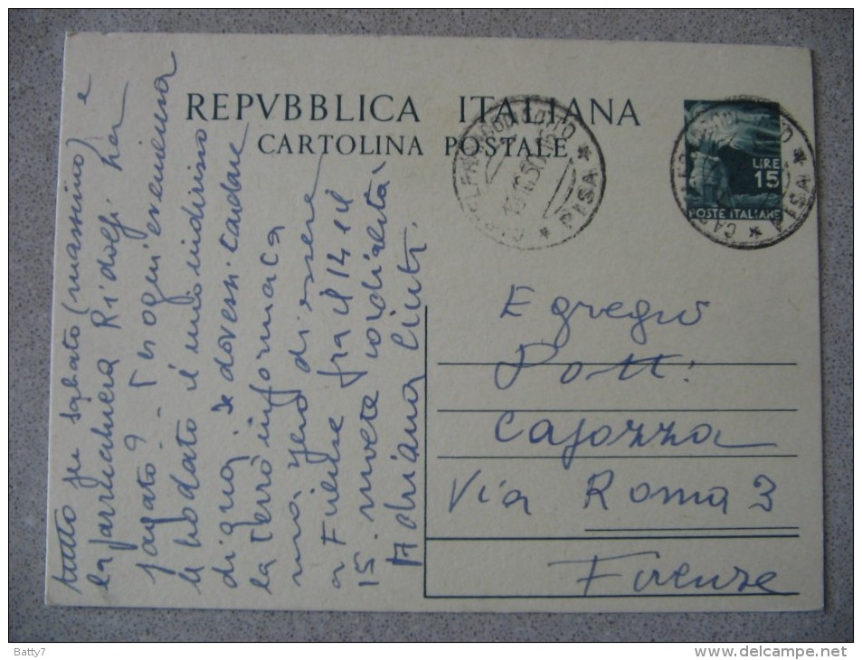 ITALIA CARTOLINA POSTALE 15 LIRE VIAGGIATA 1950 - Interi Postali
