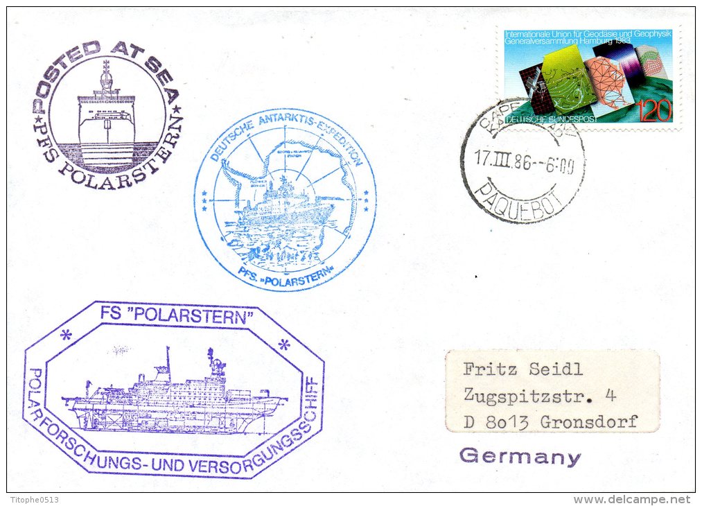 ALLEMAGNE. Enveloppe Polaire De 1986. Expédition En Antarctique De L'Allemagne/Navire Polarstern. - Antarctische Expedities