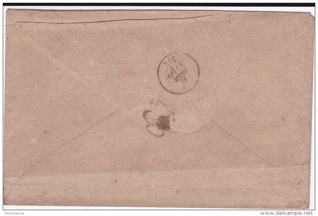 1870 - 80c EMPIRE LAURE - ENVELOPPE De DAX (LANDES) Pour PAU - 1863-1870 Napoléon III Lauré