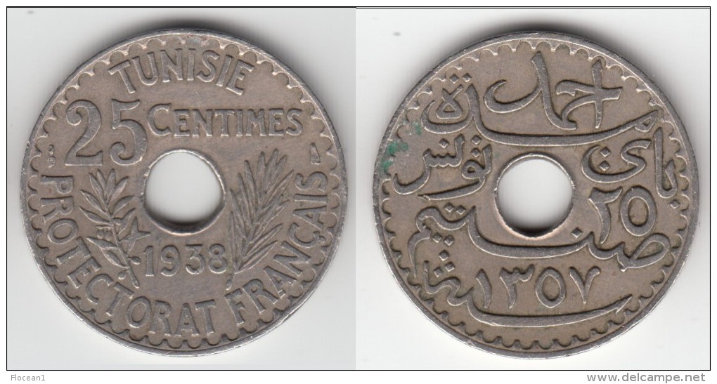 **** TUNISIE - TUNISIA - 25 CENTIMES 1938 PROTECTORAT FRANCAIS **** EN ACHAT IMMEDIAT !!! - Túnez