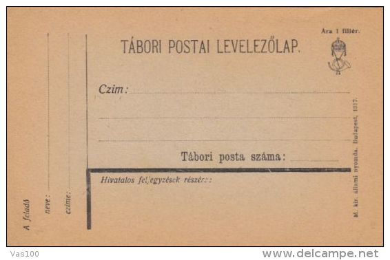 WAR FIELD POSTCARD, UNUSED, 1917, HUNGARY - Briefe U. Dokumente