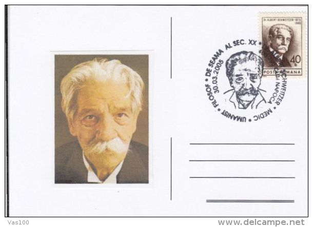 ALBERT SCHWEITZER, PHYSICIAN, SPECIAL POSTCARD, 2005, ROMANIA - Albert Schweitzer