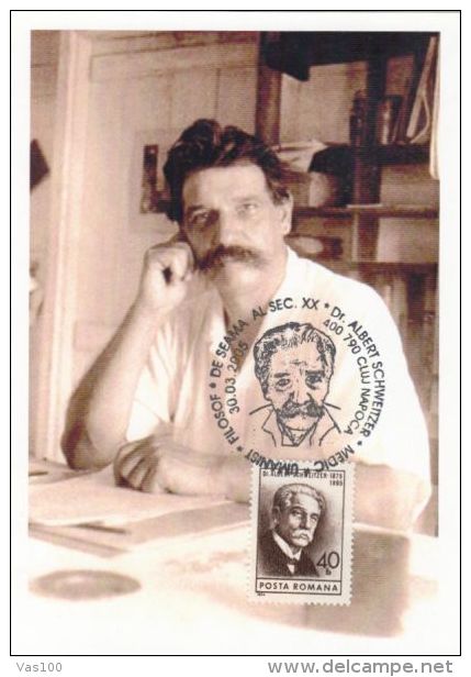 ALBERT SCHWEITZER, PHYSICIAN, CM, MAXICARD, CARTES MAXIMUM, 2005, ROMANIA - Albert Schweitzer