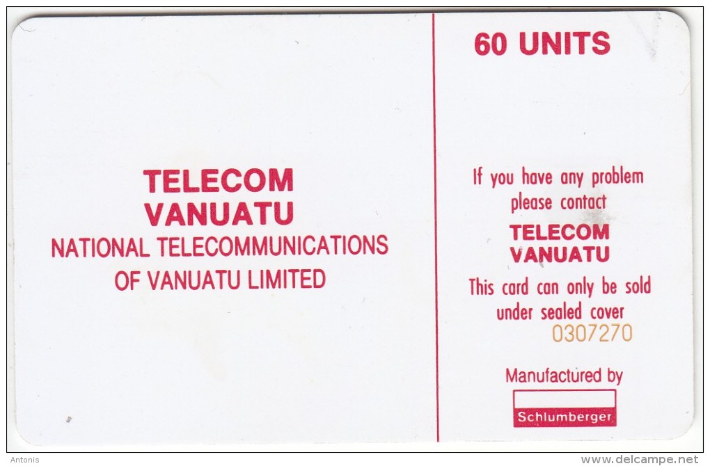 VANUATU - TVL Logo 60 Units, Red CN : 7 Digits, Used - Vanuatu