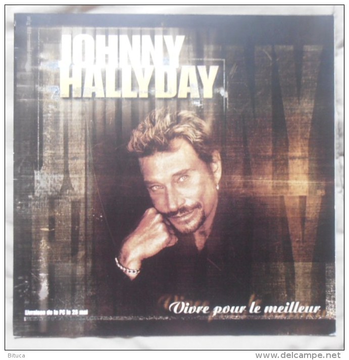 JOHNNY HALLYDAY BON DE PRECO/PLAN MEDIA "VIVRE POUR LE MEILLEUR" TRES BELLE PLAQUETTE DOUBLE CARTONNEE RARE PORT OFFERT - Varia