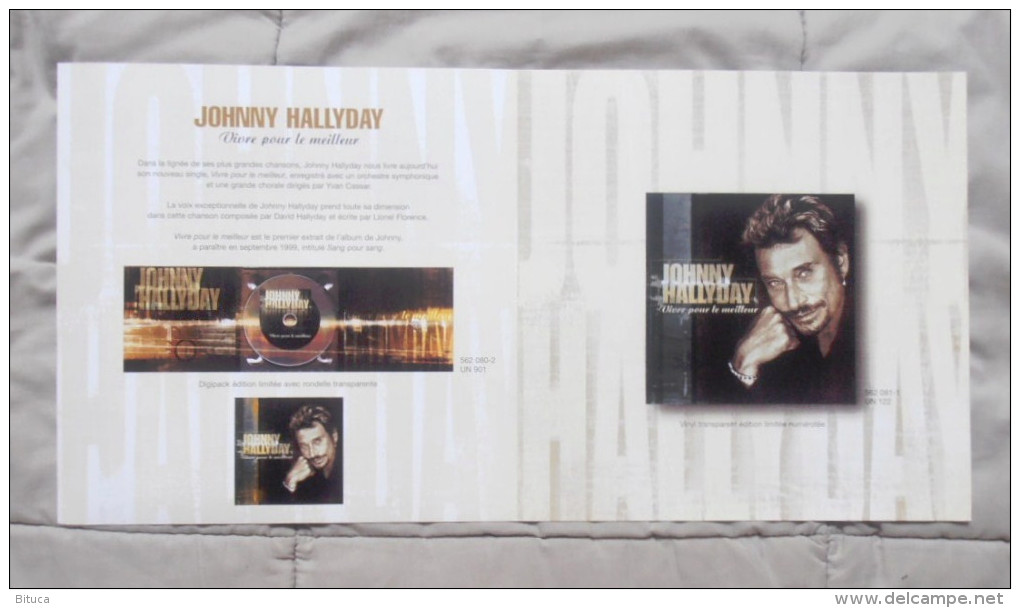 JOHNNY HALLYDAY BON DE PRECO/PLAN MEDIA "VIVRE POUR LE MEILLEUR" TRES BELLE PLAQUETTE DOUBLE CARTONNEE RARE PORT OFFERT - Varia