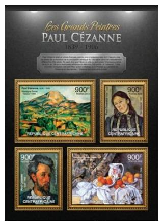 Ca13111a Central African 2013 Painting S/s Paul Cezanne Fruit - Impressionisme
