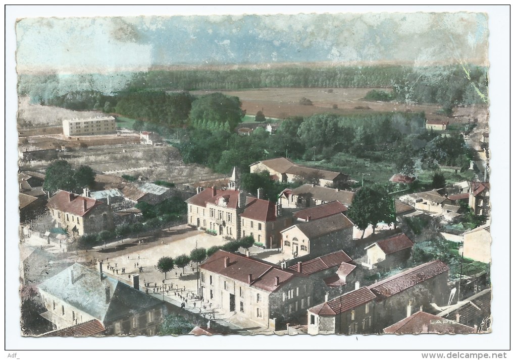 M21/4b@ CPSM COLORISEE EN AVION AU DESSUS DE PARGNY SUR SAULX, VUE AERIENNE, MARNE 51 - Pargny Sur Saulx