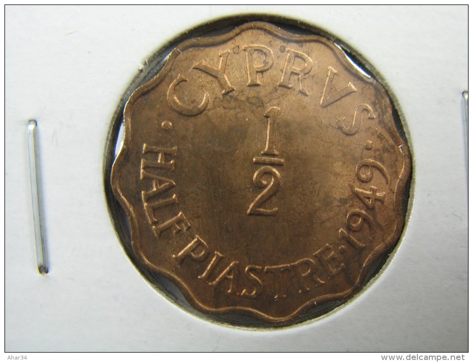 CYPRUS  1/2 HALF  PIASTRE  COIN 1949   LOT 15  NUM  21 - Chypre