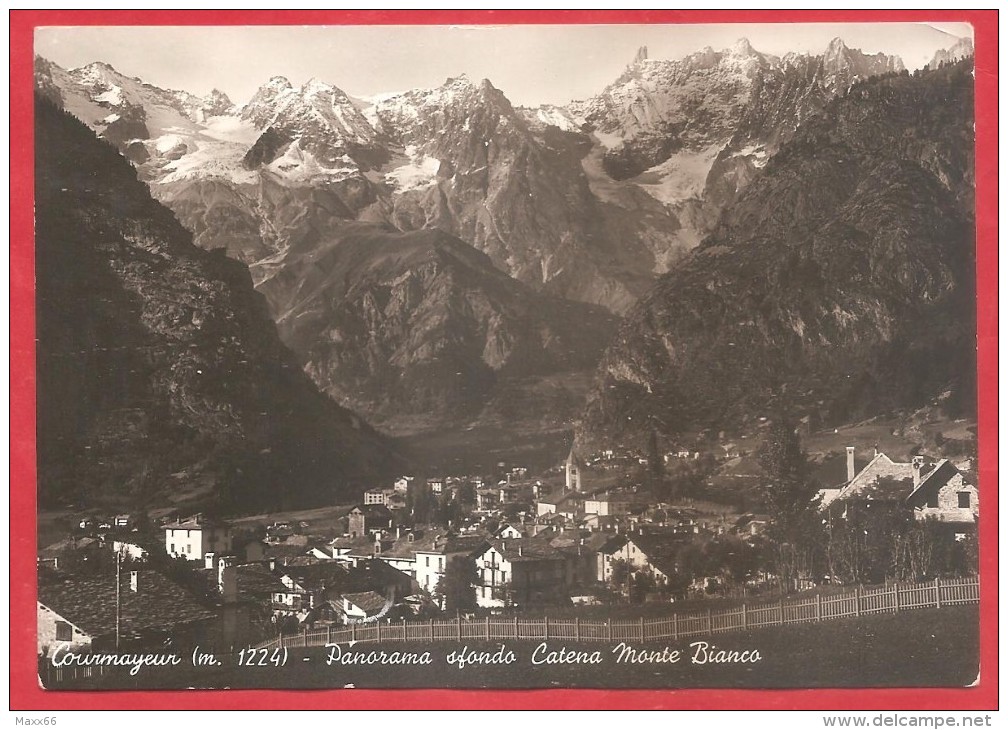 CARTOLINA VG ITALIA - COURMAYEUR (AO) - Panorama Sfondo Catena Monte Bianco - 10 X 15 - ANNULLO 1956 - Altri & Non Classificati